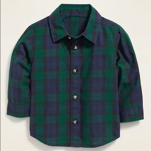 Old Navy Navy/Green Plaid Poplin Shirt
